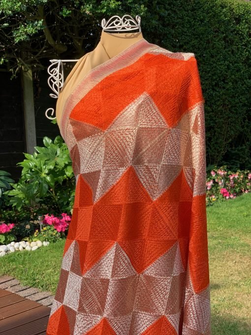 Phulkari Chunni - Orange - Image 2