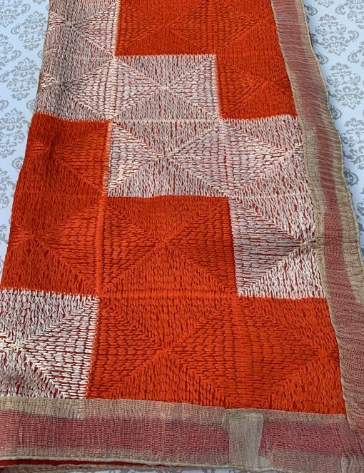 Phulkari Chunni - Orange - Image 3