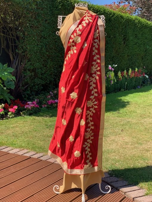 Gota Patti Silk Chunni - Red