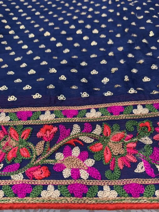 Chenon Silk Sequence & Embroidery Chunni - Blue - Image 6