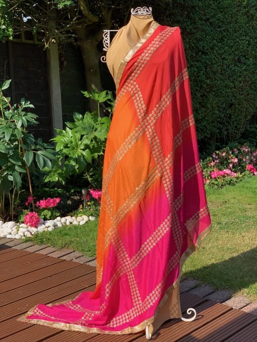 Multicolour Gota Patti Chunni - Sunset