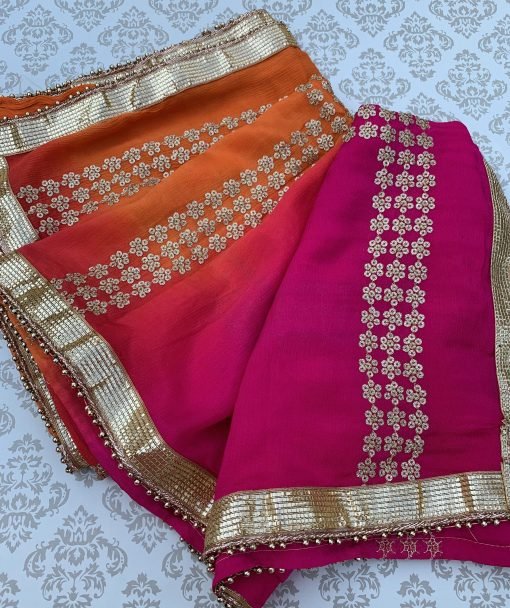 Multicolour Gota Patti Chunni - Sunset - Image 3