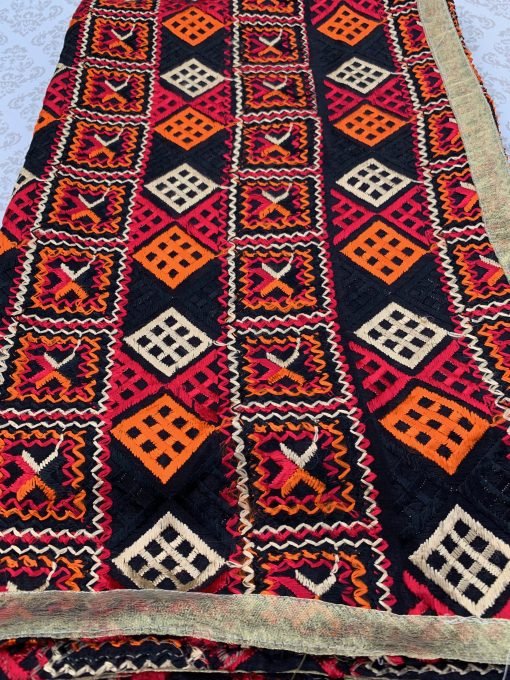 All Over Phulkari Chunni - Black/Orange/Red - Image 4