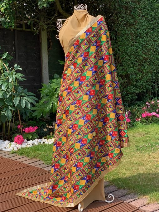 Heavy Phulkari Chunni - Multicolour