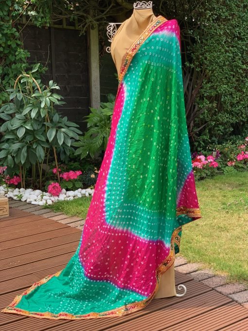 Tie Dye Chunni -Green/Pink/Blue