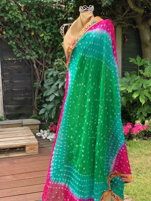 Tie Dye Chunni -Green/Pink/Blue - Image 2