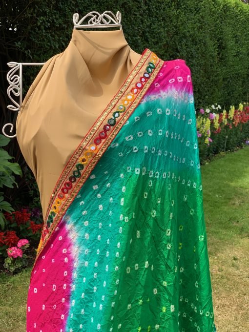 Tie Dye Chunni -Green/Pink/Blue - Image 4