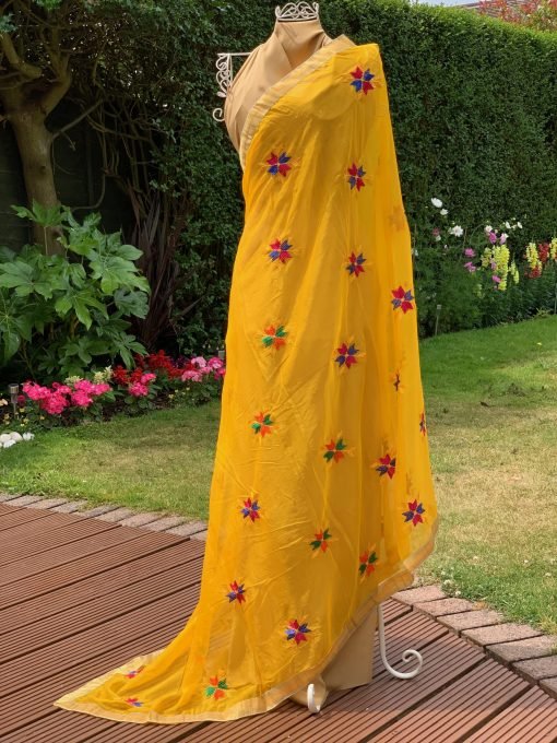 Light Phulkari Chunni - Yellow