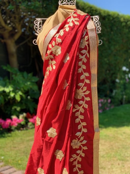 Gota Patti Silk Chunni - Red - Image 2