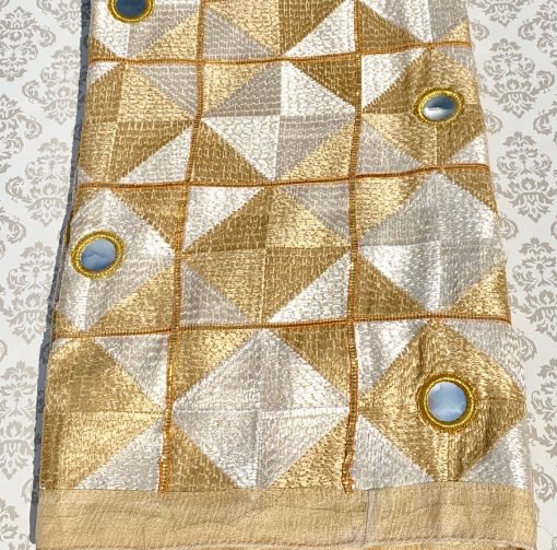 Heavy Mirror Phulkari Chunni - Gold - Image 4