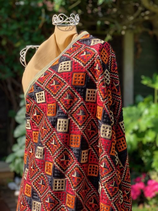All Over Phulkari Chunni - Black/Orange/Red - Image 2