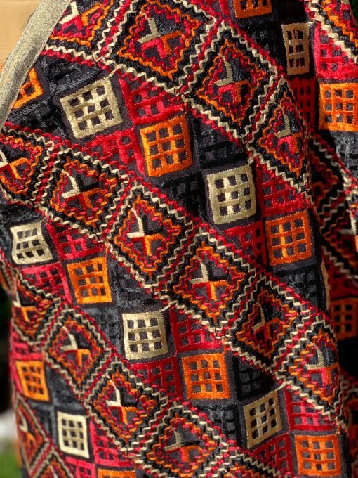 All Over Phulkari Chunni - Black/Orange/Red - Image 3
