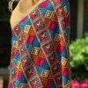 All Over Phulkari Chunni - Black/Orange/Blue - Image 2