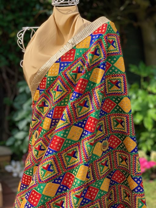 Heavy Phulkari Chunni - Multicolour - Image 2