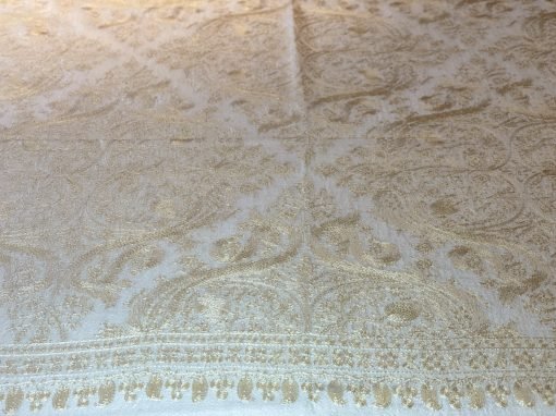 Nalki Embroidered Fine Wool Shawl - Cream - Image 3