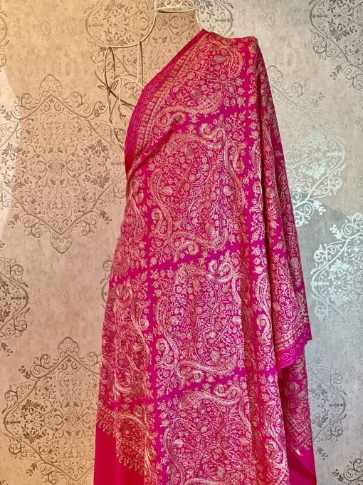Nalki Embroidered Wool Shawl - Pink - Image 2