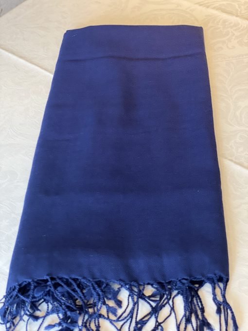 Wool Plain Shawl - Navy - Image 2