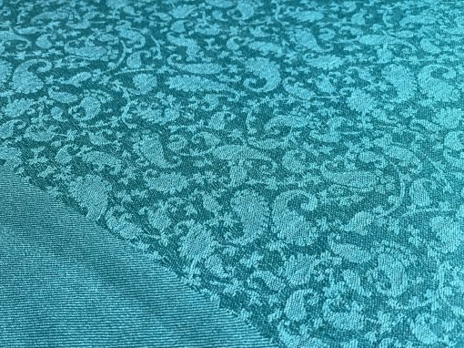 Wool Jacquard Self Printed Shawl - Turquoise - Image 5