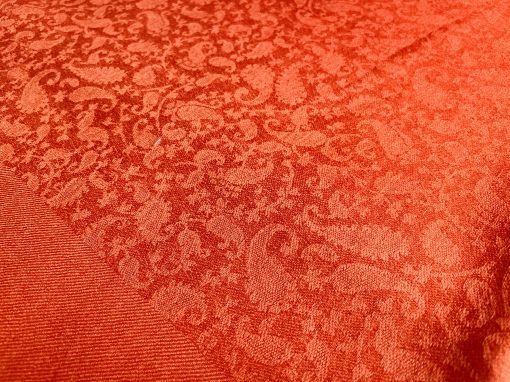 Wool Jacquard Self Printed Shawl - Burnt Orange - Image 5