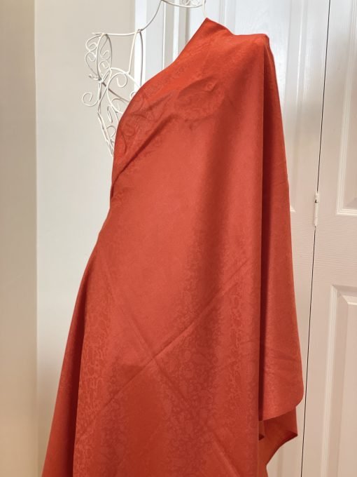 Wool Jacquard Self Printed Shawl - Burnt Orange - Image 3