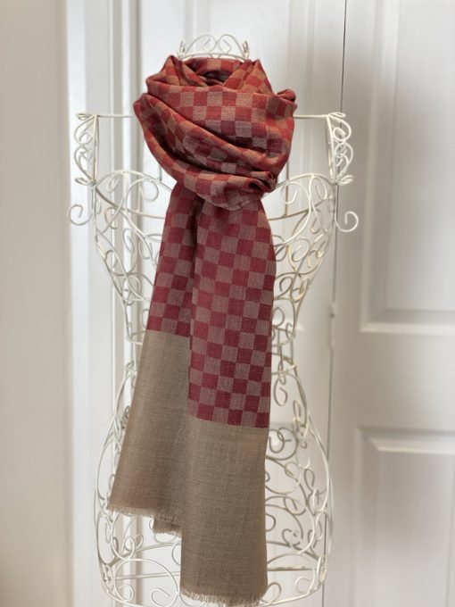 Woven Checked Design Stole - Red