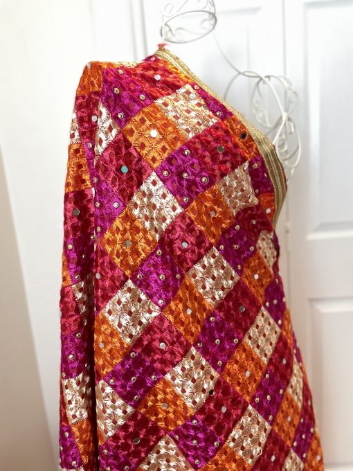 Heavy Multi Colour Phulkari with Stonework Chunni