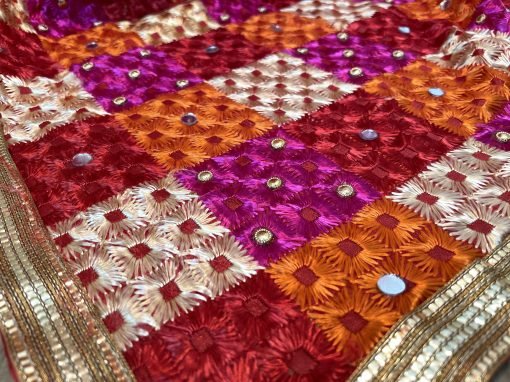 Heavy Multi Colour Phulkari with Stonework Chunni - Image 6